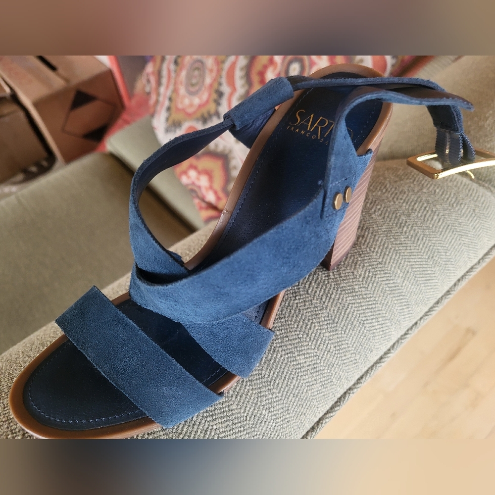 Franco Sarto Blue Suede Heeled Sandals